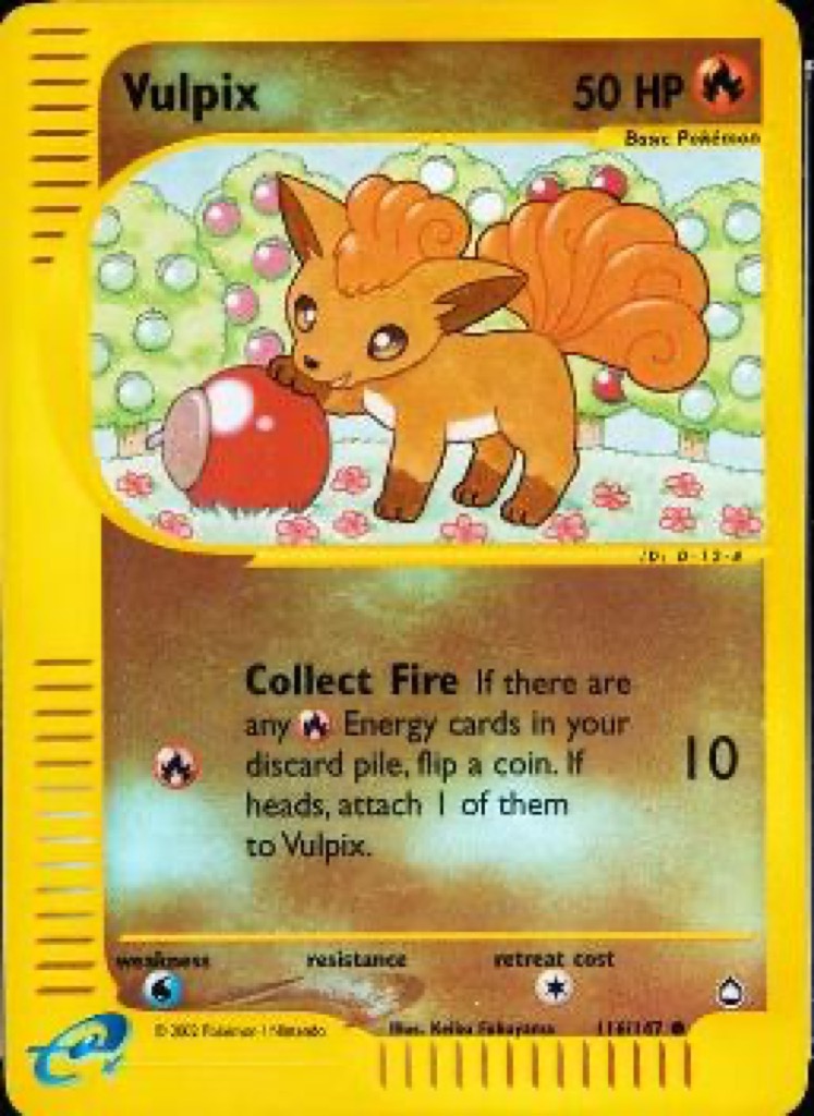 Reverse Holo Vulpix 116/147, Aquapolis Pokémon card