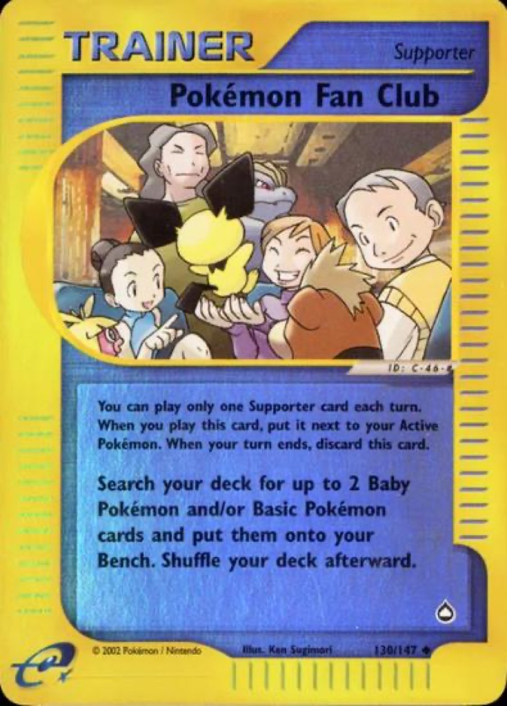 Reverse Holo Pokémon Fan Club 130/147, Aquapolis Pokémon card