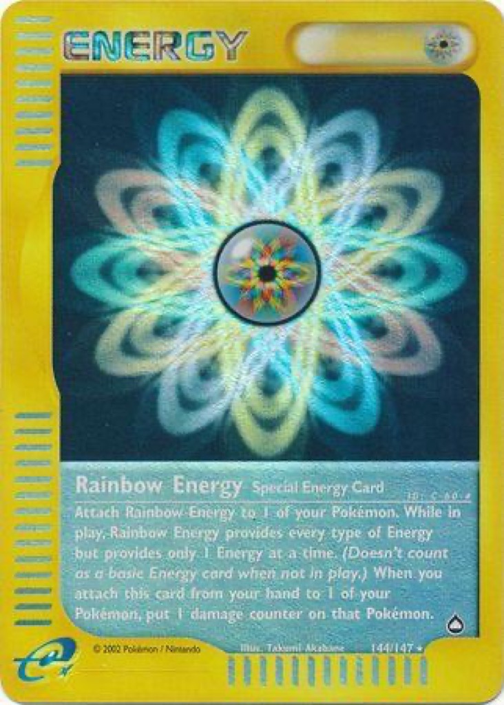 Reverse Holo Rainbow Energy 144/147, Aquapolis Pokémon card