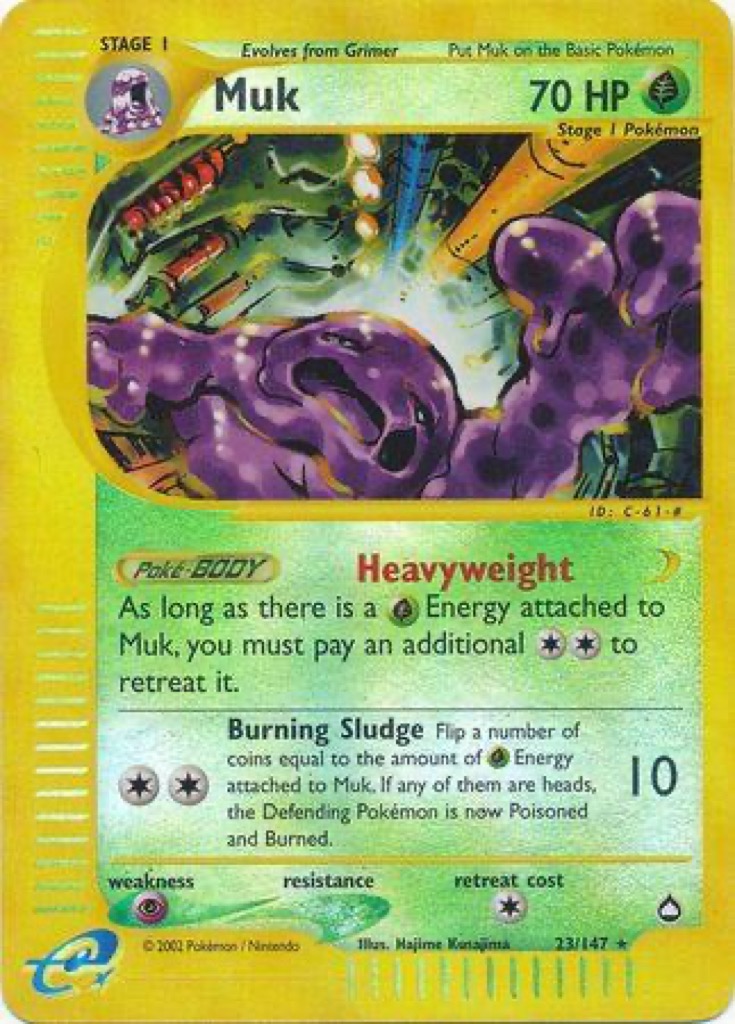 Reverse Holo Muk 23/147, Aquapolis Pokémon card