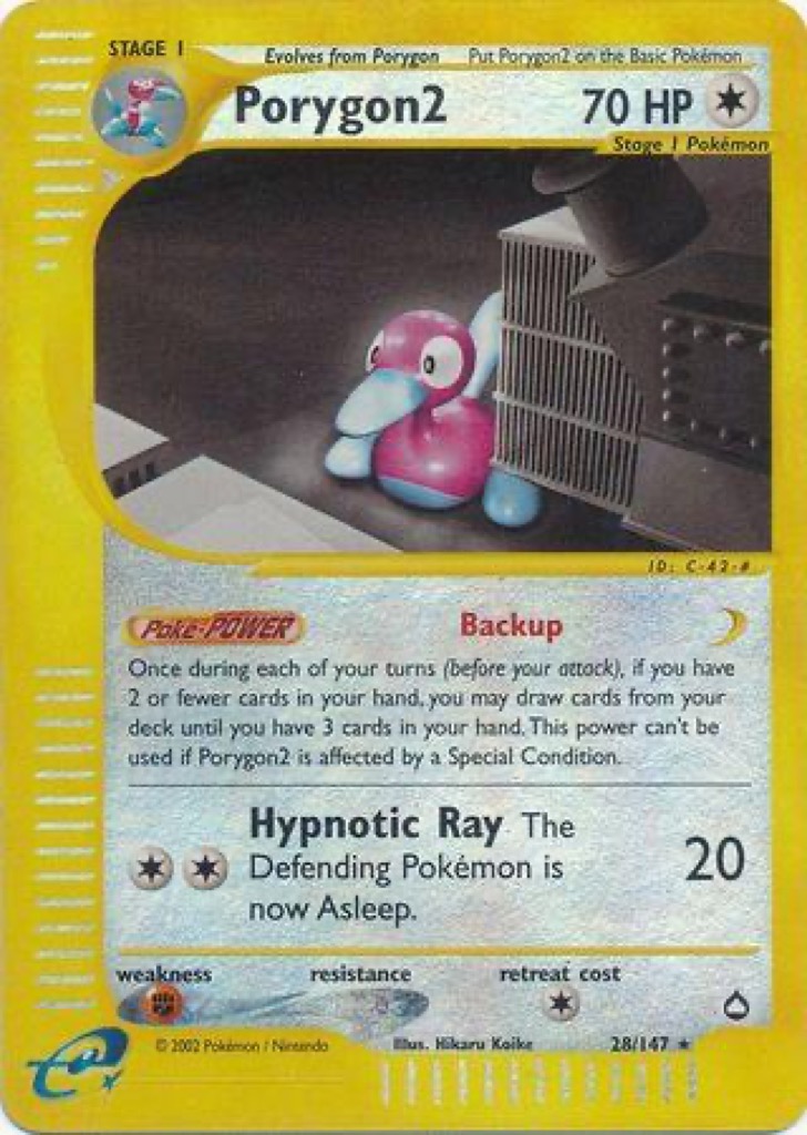 Reverse Holo Porygon2 28/147, Aquapolis Pokémon card