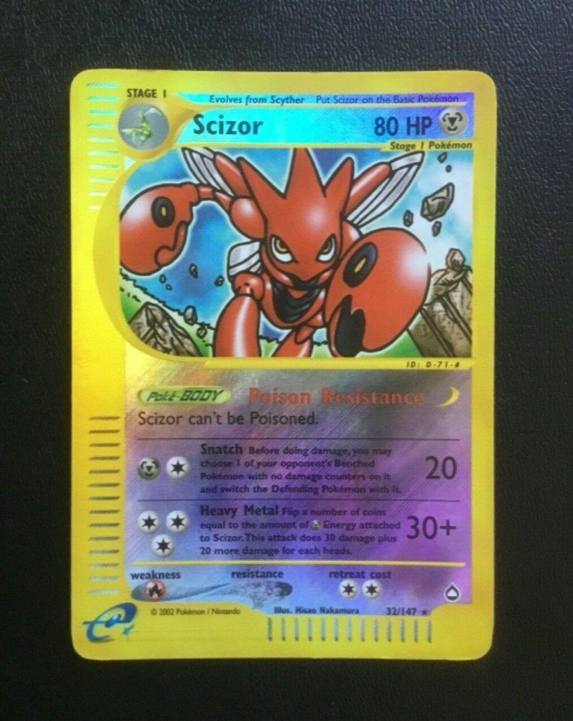 Reverse Holo Scizor 32/147, Aquapolis Pokémon card