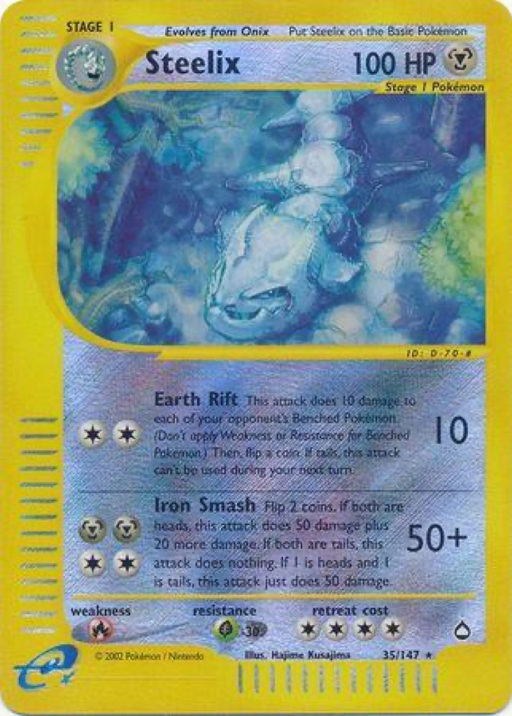 Reverse Holo Steelix 35/147, Aquapolis Pokémon card