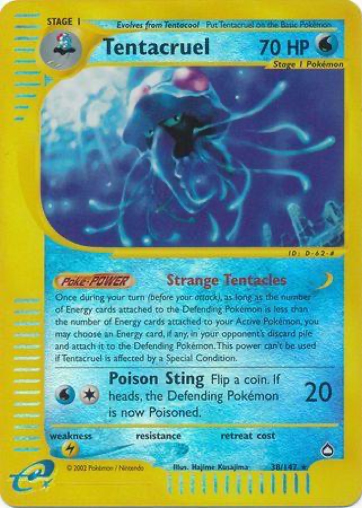 Reverse Holo Tentacruel 38/147, Aquapolis Pokémon card