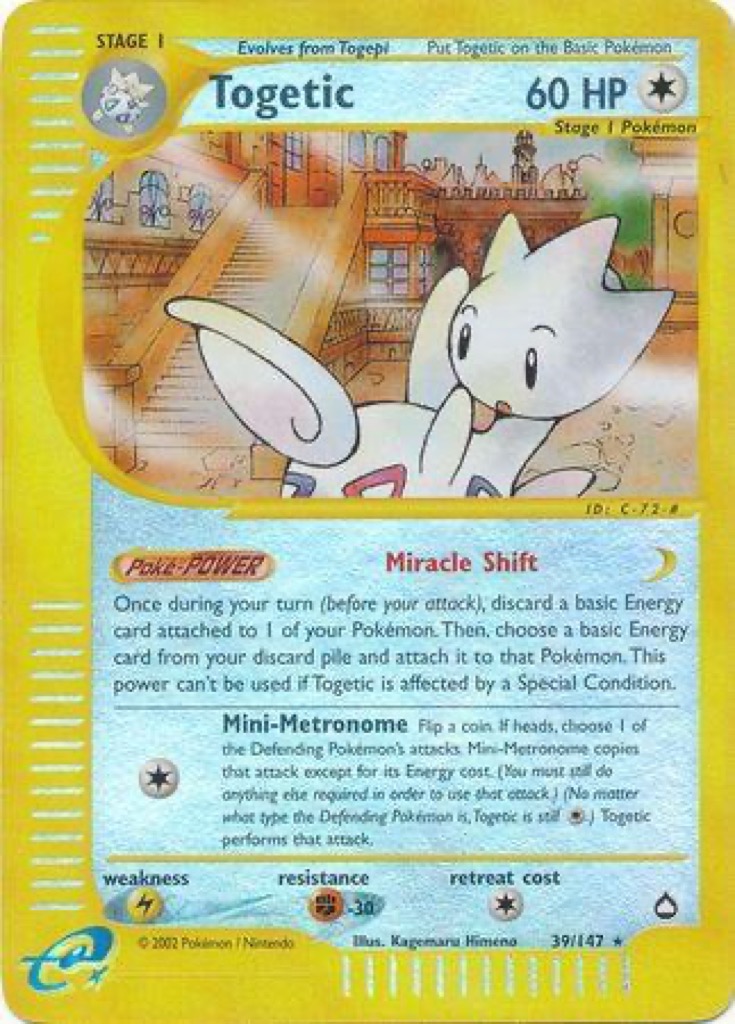 Reverse Holo Togetic 39/147, Aquapolis Pokémon card