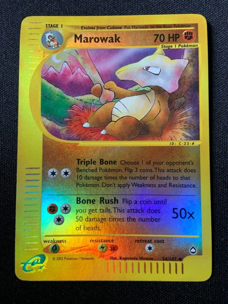 Reverse Holo Marowak 54/147, Aquapolis Pokémon card