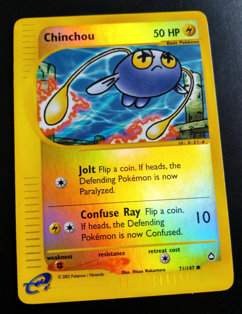 Reverse Holo Chinchou 71/147, Aquapolis Pokémon card
