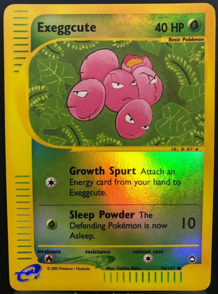 Reverse Holo Exeggcute 76/147, Aquapolis Pokémon card