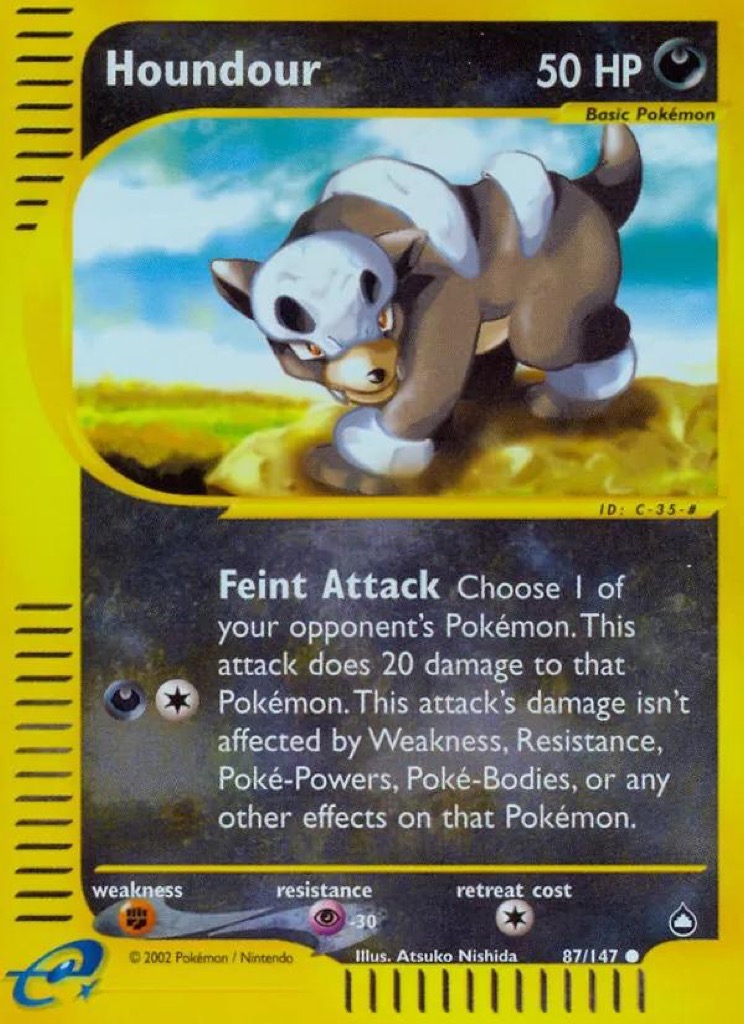 Reverse Holo Houndour 87/147, Aquapolis Pokémon card