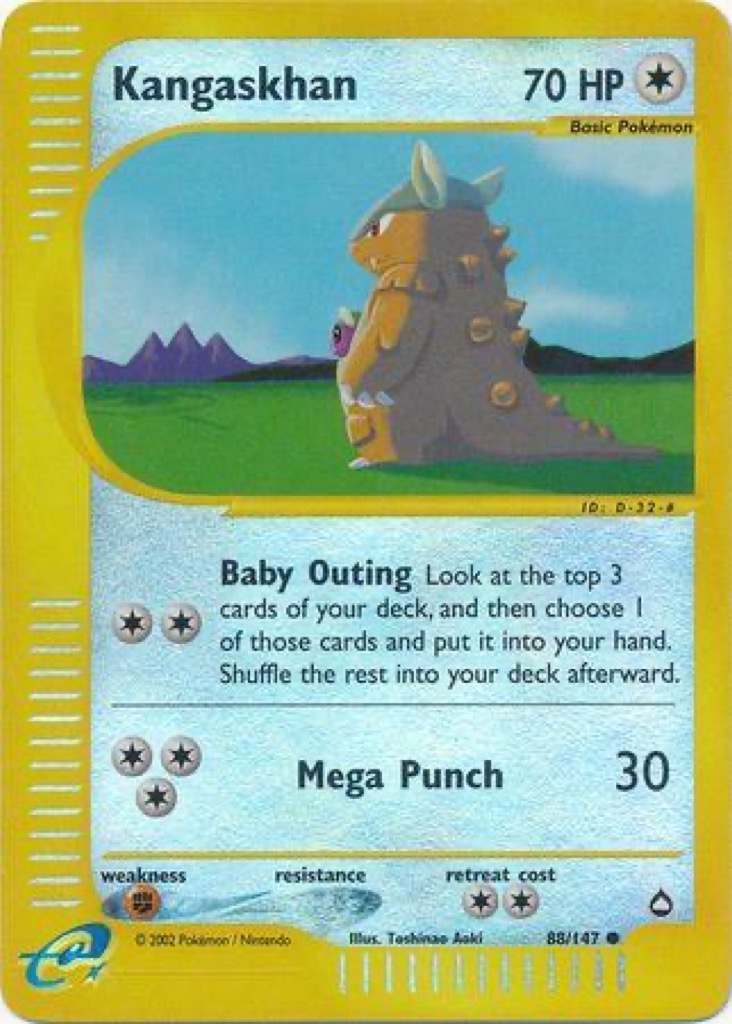 Reverse Holo Kangaskhan 88/147, Aquapolis Pokémon card
