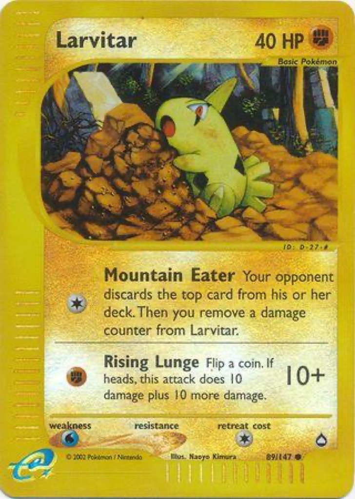 Reverse Holo Larvitar 89/147, Aquapolis Pokémon card