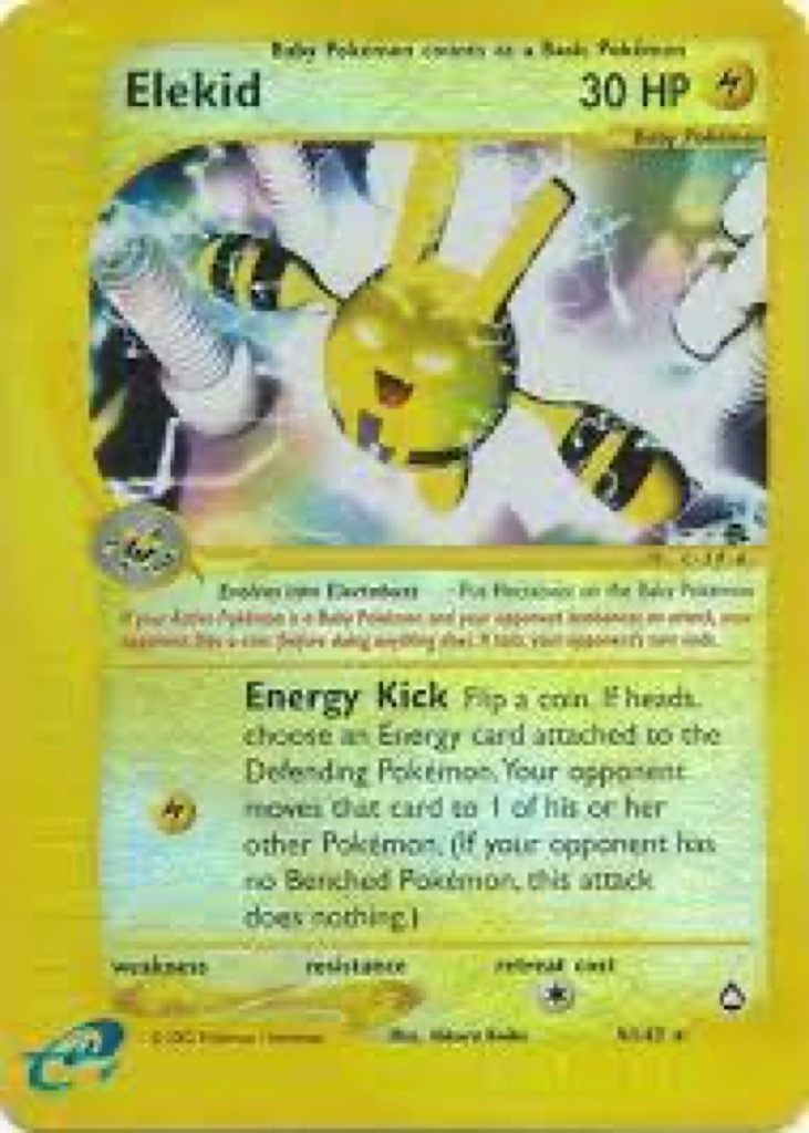 Reverse Holo Elekid 9/147, Aquapolis Pokémon card
