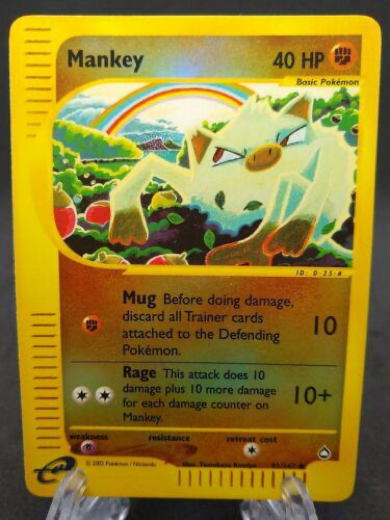 Reverse Holo Mankey 92/147, Aquapolis Pokémon card