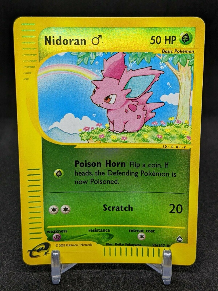 Reverse Holo Nidoran ♂ 96/147, Aquapolis Pokémon card