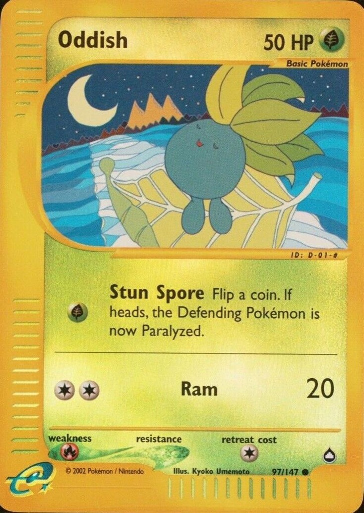 Reverse Holo Oddish 97/147, Aquapolis Pokémon card