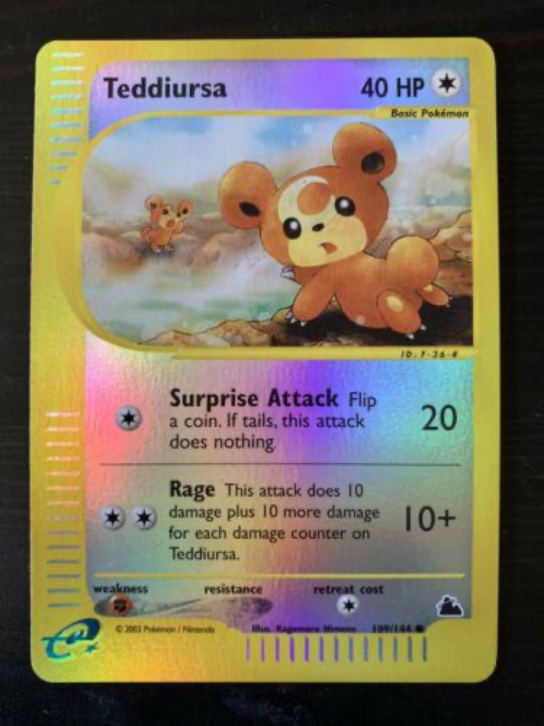 Reverse Holo Teddiursa 109/144, Skyridge Pokémon card