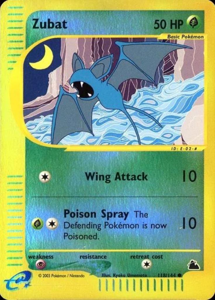 Reverse Holo Zubat 118/144, Skyridge Pokémon card
