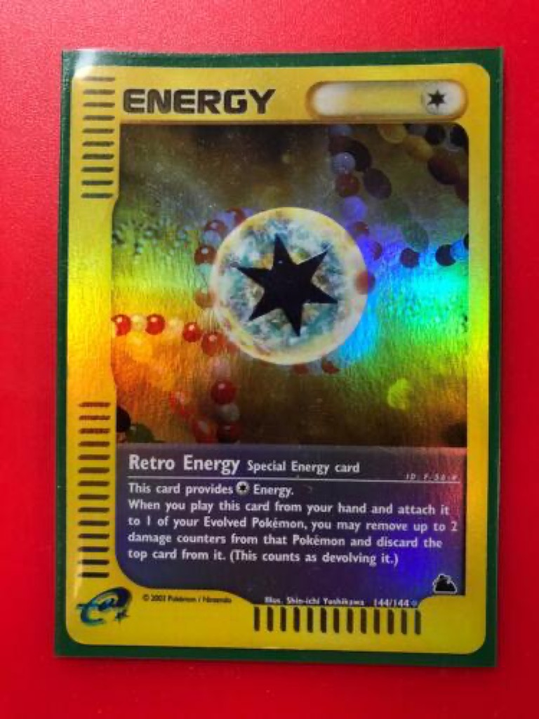 Reverse Holo Retro Energy 144/144, Skyridge Pokémon card