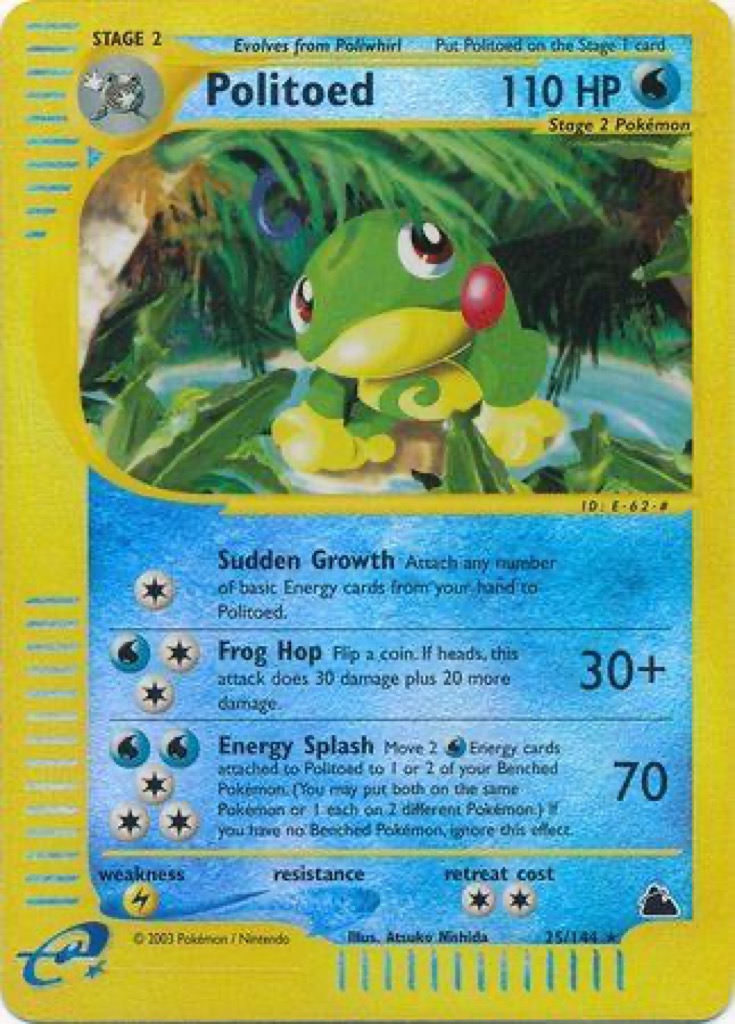 Reverse Holo Politoed 25/144, Skyridge Pokémon card