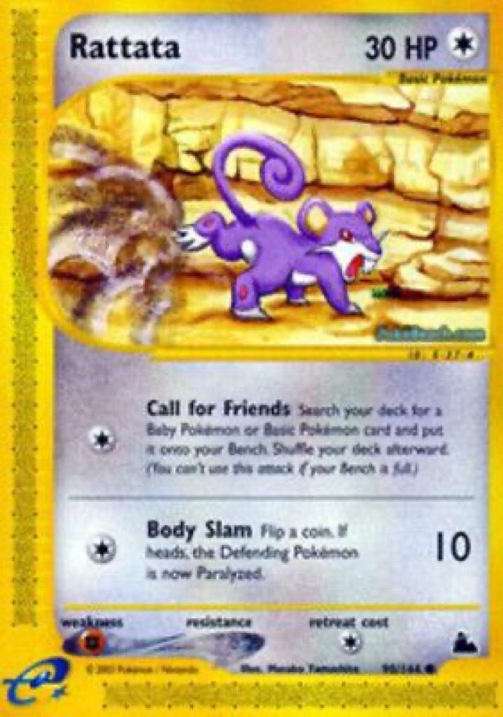 Reverse Holo Rattata 90/144, Skyridge Pokémon card