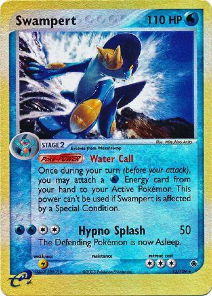 Reverse Holo Swampert 13/109, Ruby & Sapphire Pokémon card