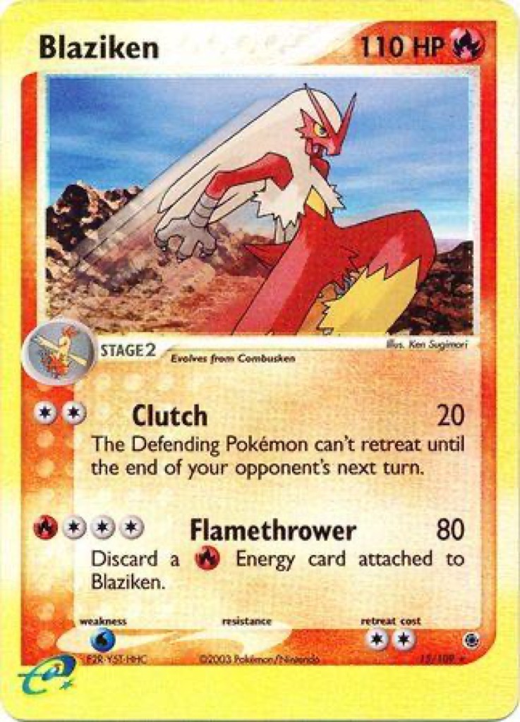Reverse Holo Blaziken 15/109, Ruby & Sapphire Pokémon card