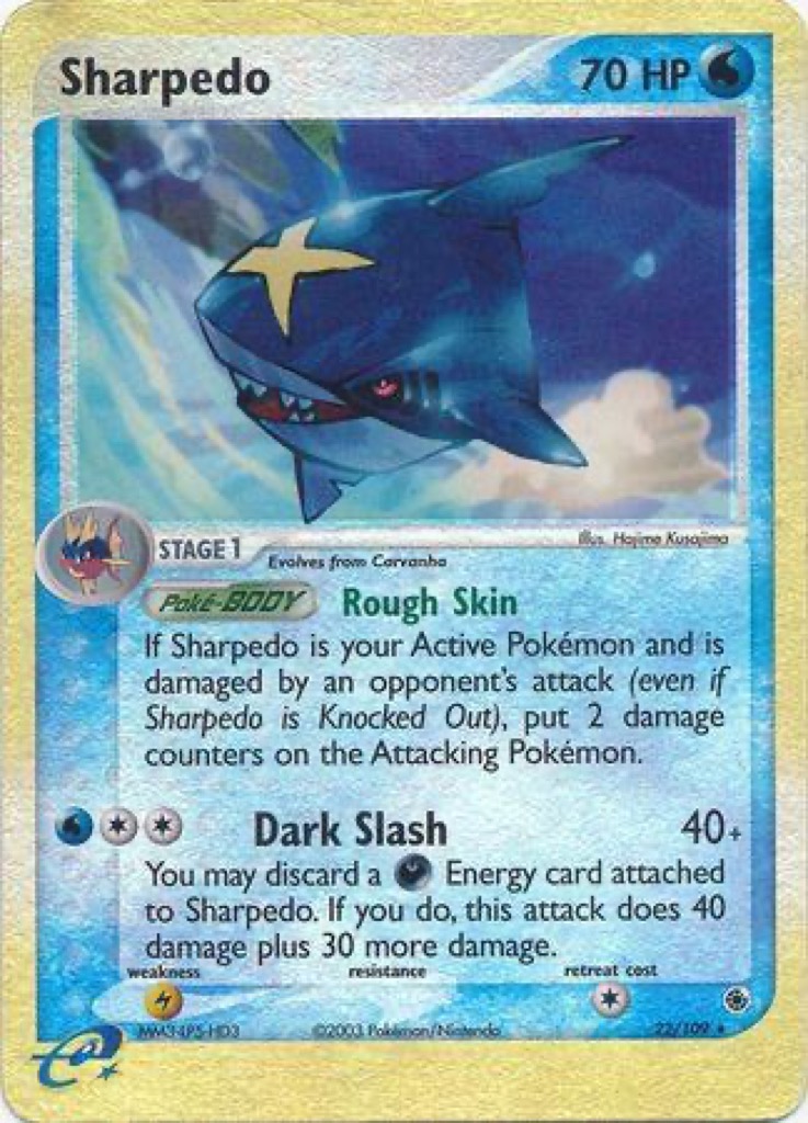 Reverse Holo Sharpedo 22/109, Ruby & Sapphire Pokémon card