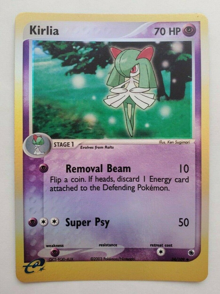Reverse Holo Kirlia 34/109, Ruby & Sapphire Pokémon card