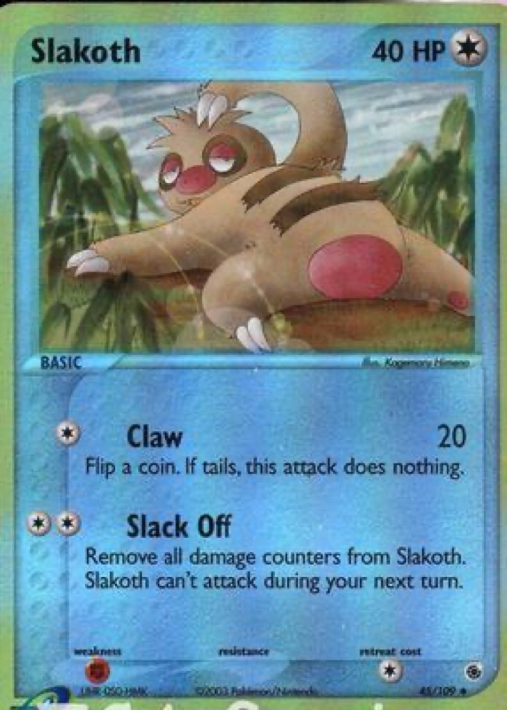 Reverse Holo Slakoth 45/109, Ruby & Sapphire Pokémon card