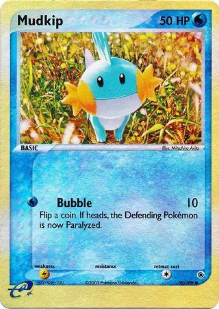 Reverse Holo Mudkip 59/109, Ruby & Sapphire Pokémon card