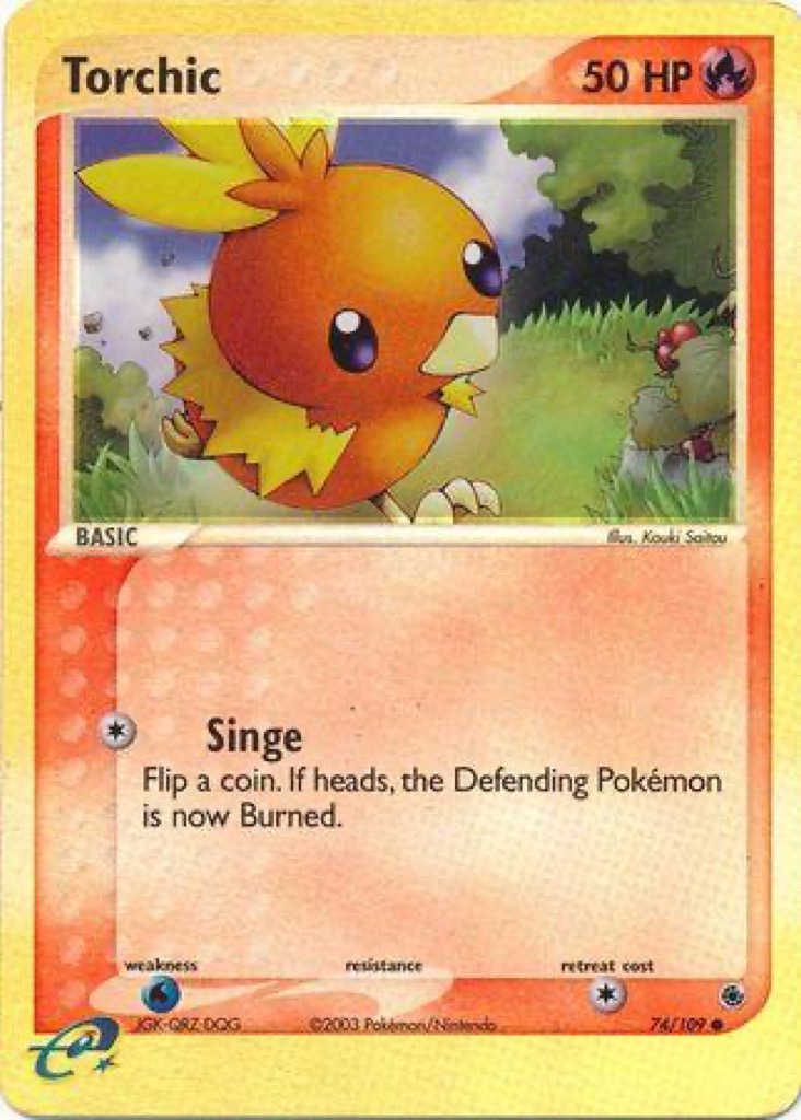 Reverse Holo Torchic 74/109, Ruby & Sapphire Pokémon card