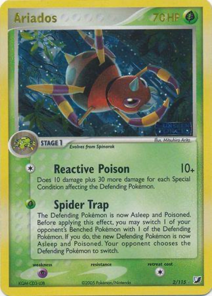 Reverse Holo Ariados 2/115, Unseen Forces Pokémon card