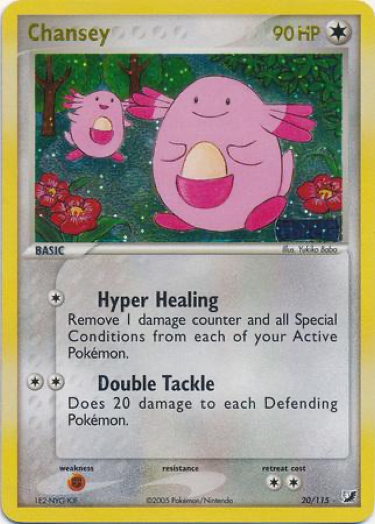 Reverse Holo Chansey 20/115, Unseen Forces Pokémon card