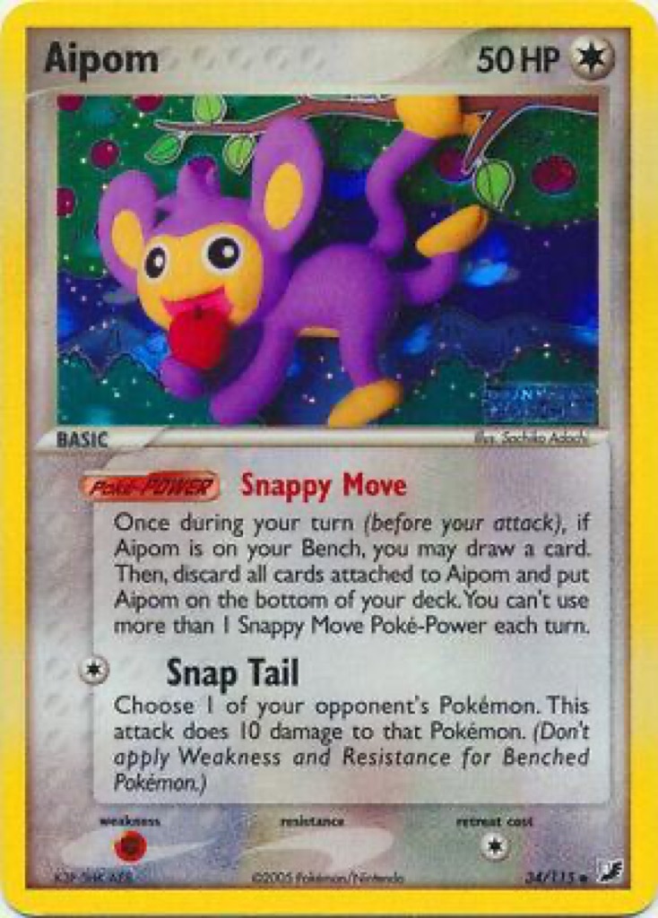 Reverse Holo Aipom 34/115, Unseen Forces Pokémon card