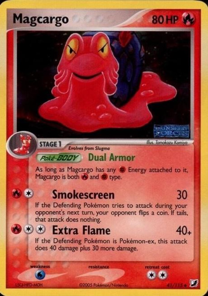 Reverse Holo Magcargo 41/115, Unseen Forces Pokémon card