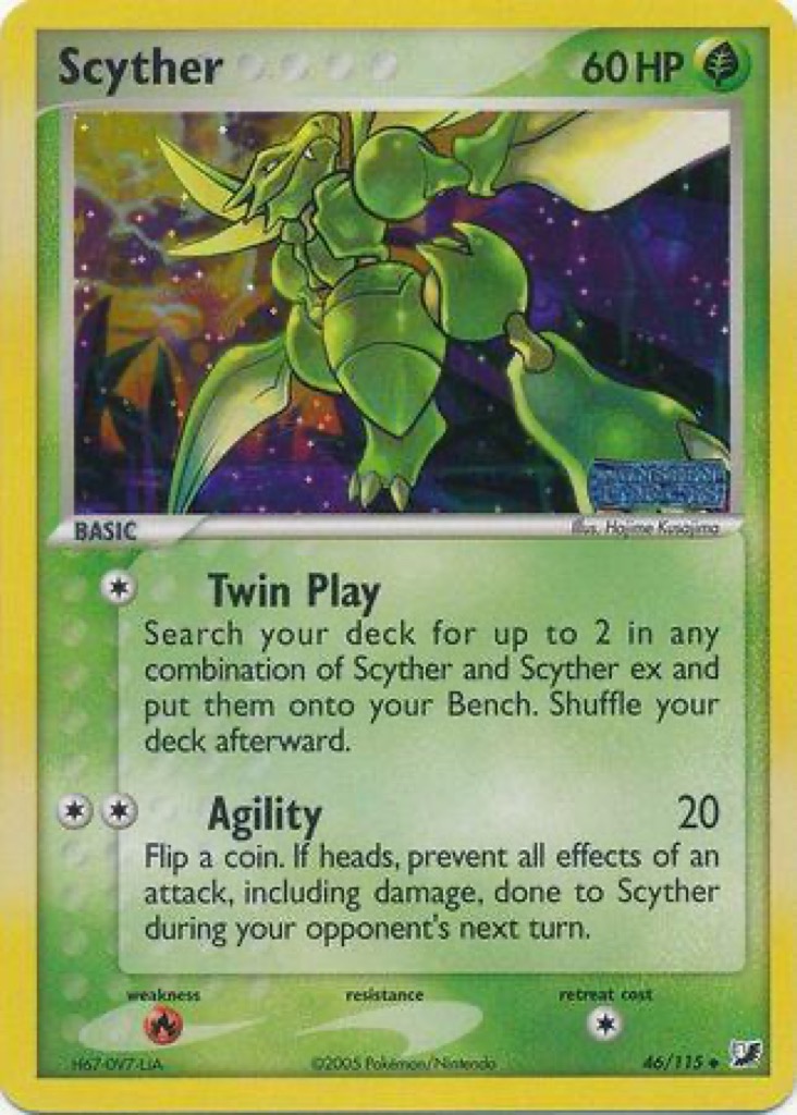 Reverse Holo Scyther 46/115, Unseen Forces Pokémon card