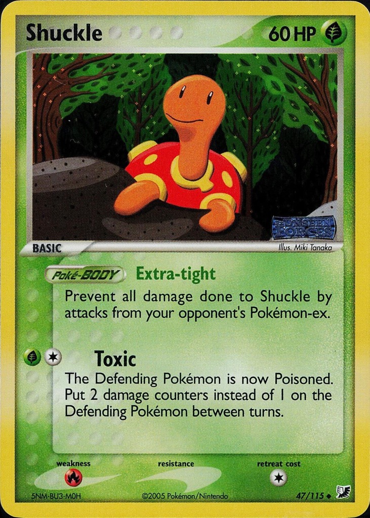 Reverse Holo Shuckle 47/115, Unseen Forces Pokémon card