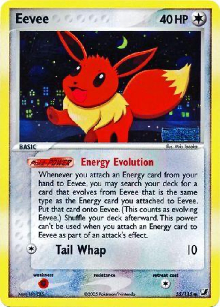 Reverse Holo Eevee 55/115, Unseen Forces Pokémon card
