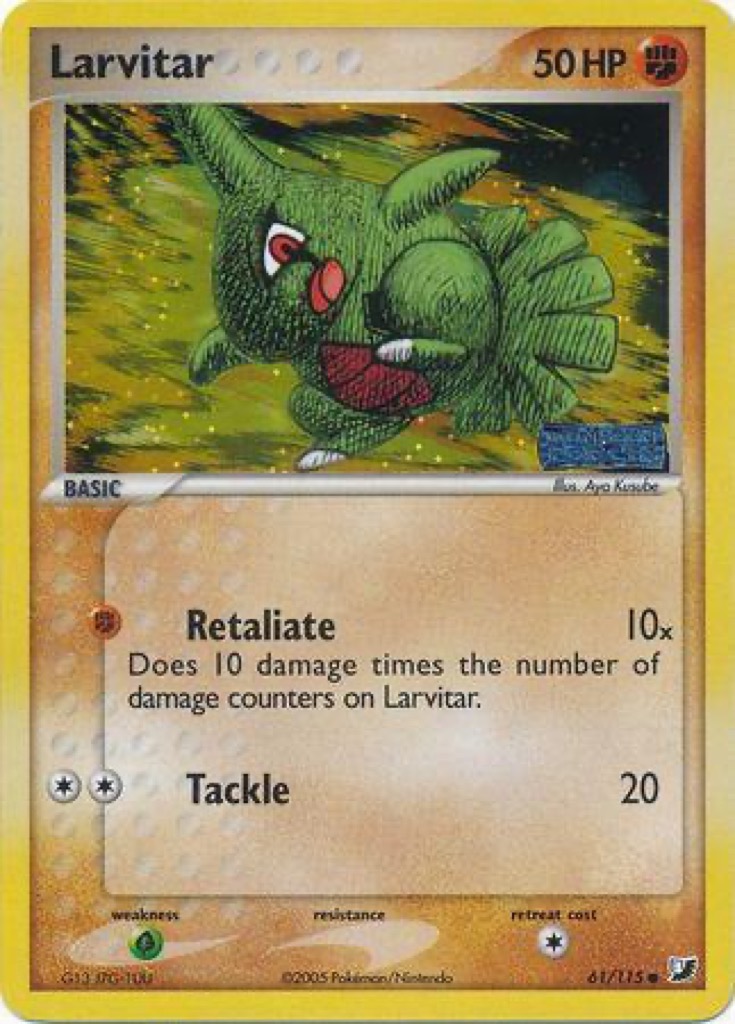 Reverse Holo Larvitar 61/115, Unseen Forces Pokémon card