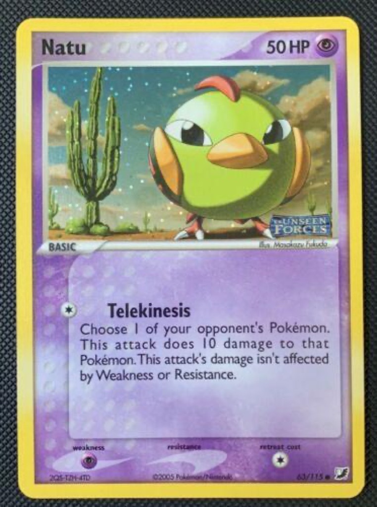 Reverse Holo Natu 63/115, Unseen Forces Pokémon card