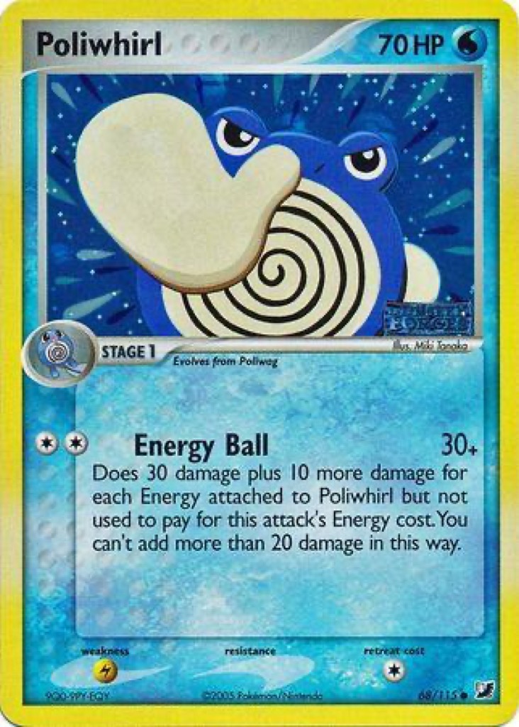 Reverse Holo Poliwhirl 68/115, Unseen Forces Pokémon card