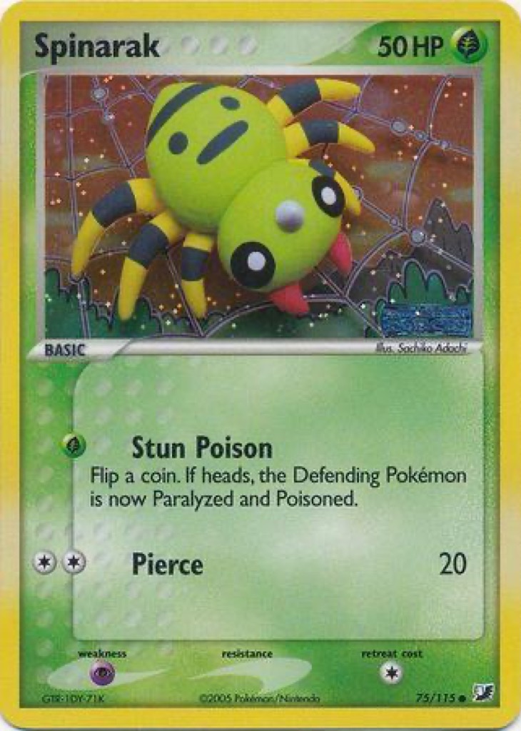 Reverse Holo Spinarak 75/115, Unseen Forces Pokémon card