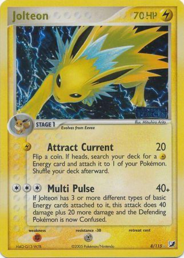 Reverse Holo Jolteon 8/115, Unseen Forces Pokémon card