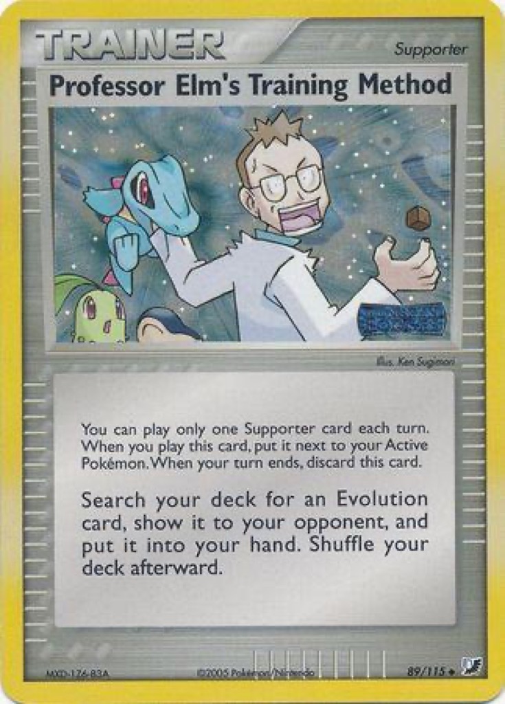 Reverse Holo Professor Elm's Training Method 89/115, Unseen Forces Pokémon card