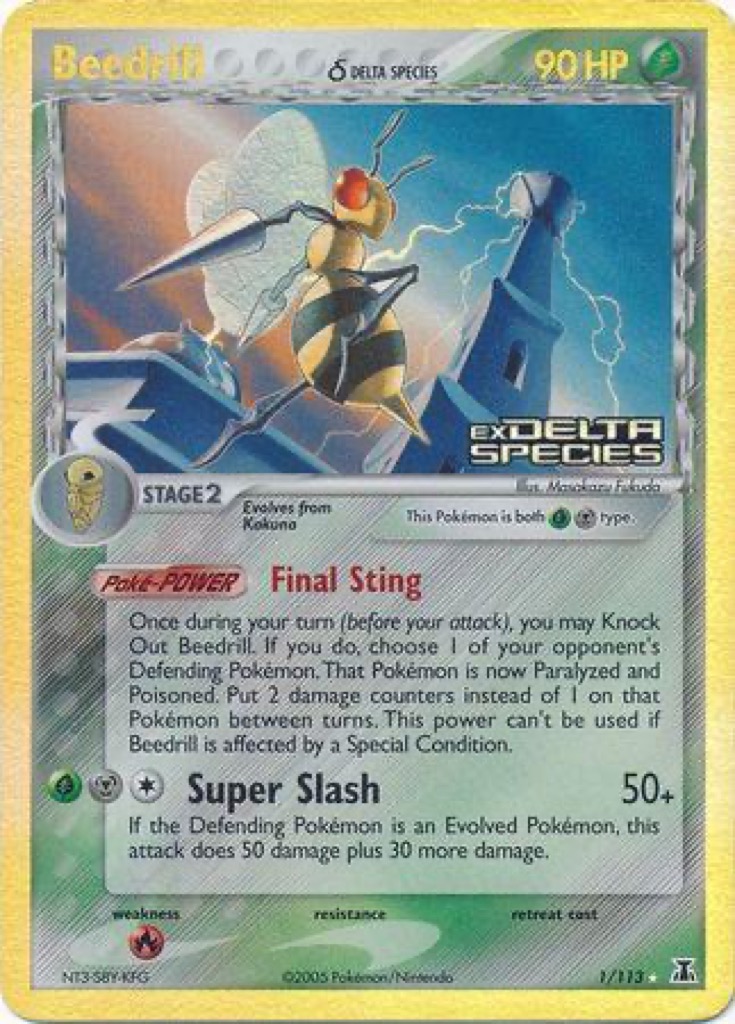 Reverse Holo Beedrill δ 1/113, Delta Species Pokémon card