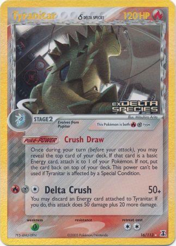 Reverse Holo Tyranitar δ 16/113, Delta Species Pokémon card