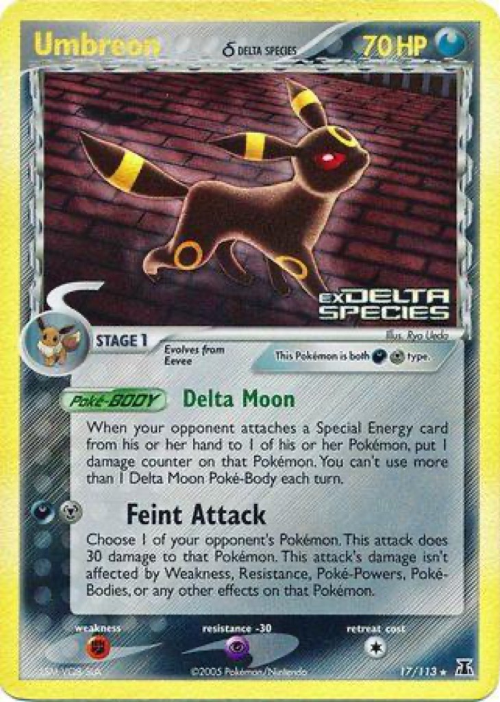 Reverse Holo Umbreon δ 17/113, Delta Species Pokémon card