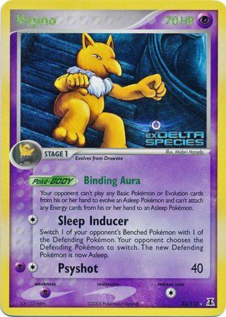 Reverse Holo Hypno 23/113, Delta Species Pokémon card