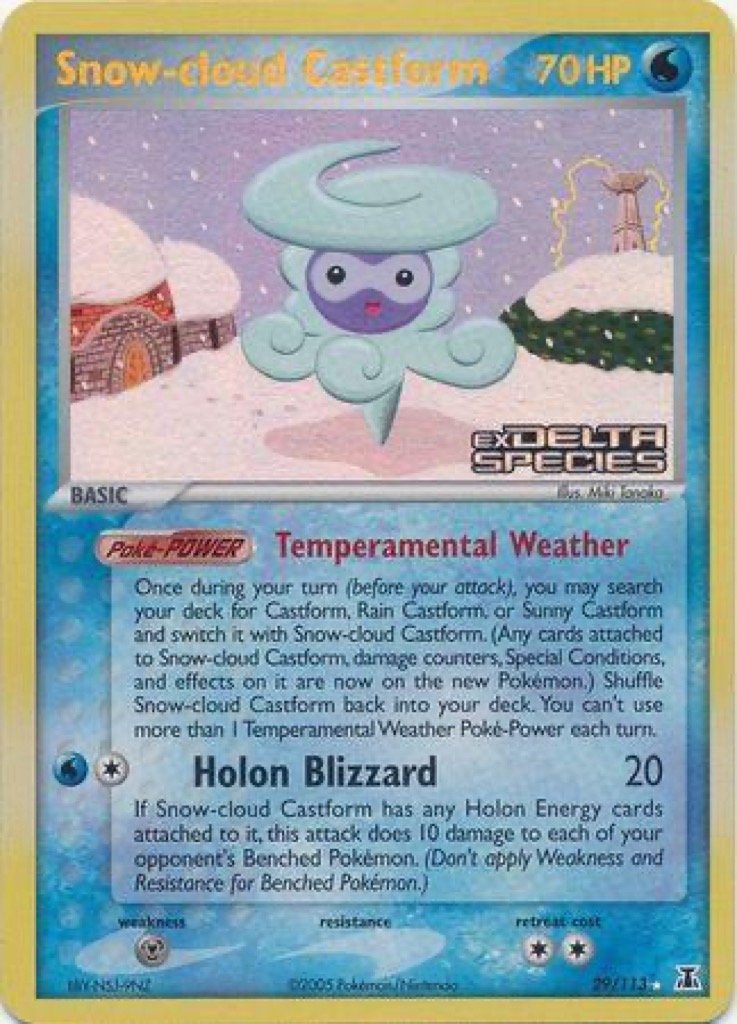 Reverse Holo Snow-cloud Castform 29/113, Delta Species Pokémon card