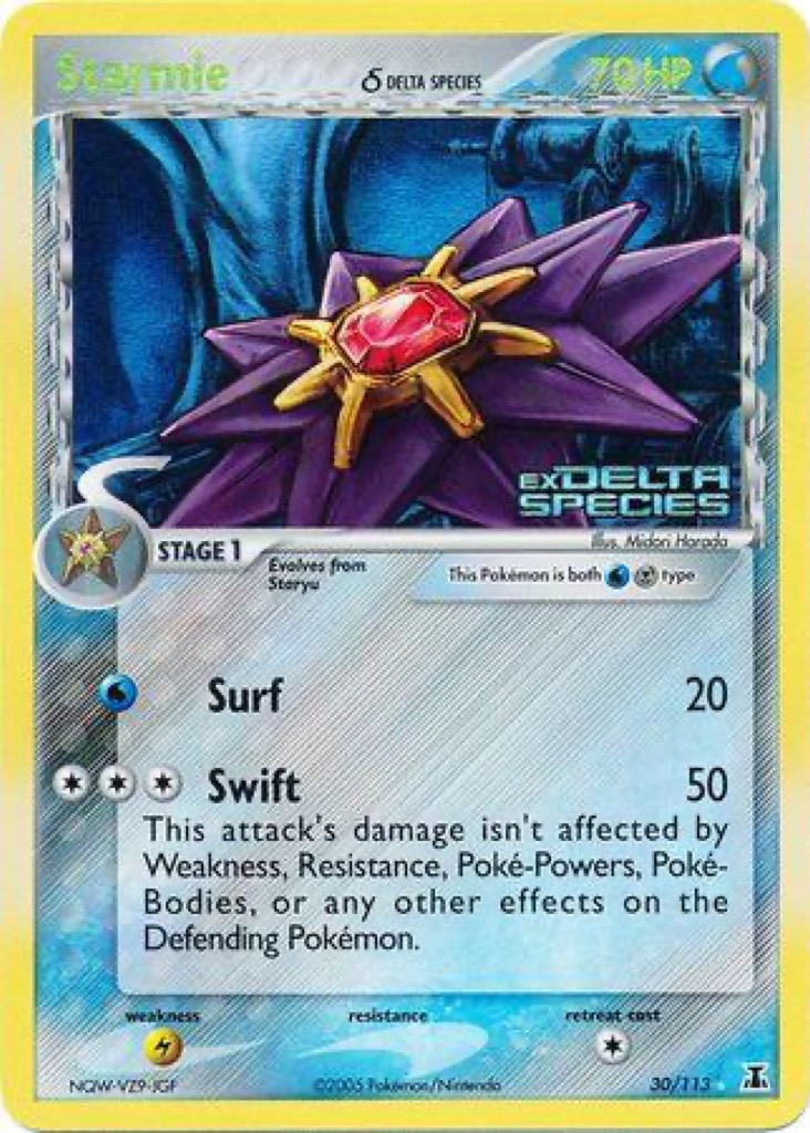 Reverse Holo Starmie δ 30/113, Delta Species Pokémon card